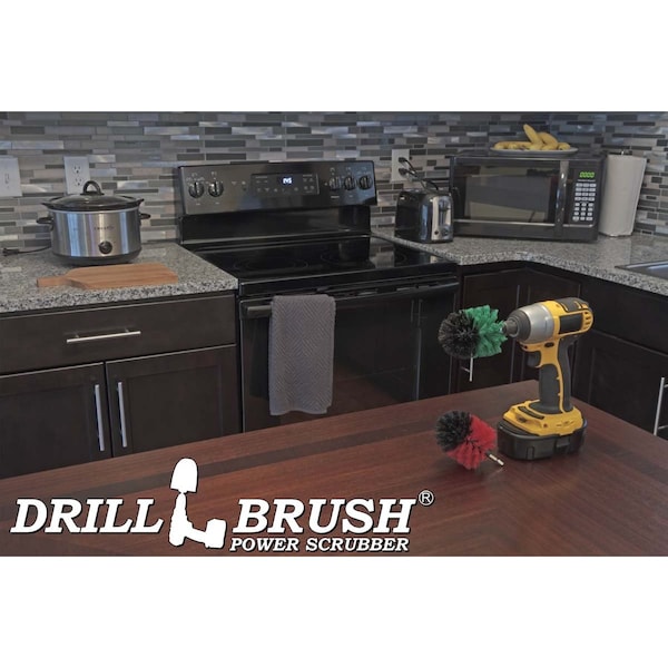 Suministros de limpieza Drillbrush - Cepillo para Taladro - Cerdas Medianas y Rígidas MINI Spin B - M-S-GR-QC-DB