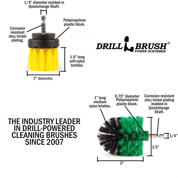 Cepillo de Taladro Power Scrubber de Useful Products 5 pulgadas de ancho 5 pulgadas de largo, variedad - L-Y2GO-QC-DB