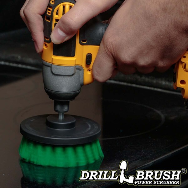 Accesorios de Cocina Drillbrush - Suministros de Limpieza - Cepillo de Taladro - Estufa - 4IN-LIM-VERDE-CORTO-QC