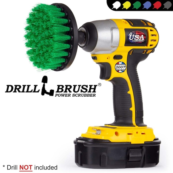 Accesorios de Cocina Drillbrush - Suministros de Limpieza - Cepillo de Taladro - Estufa - 4IN-LIM-VERDE-CORTO-QC