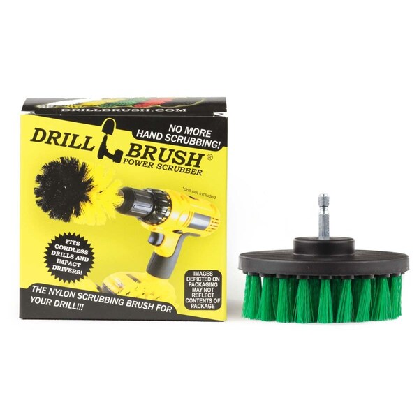Accesorios de Cocina Drillbrush - Suministros de Limpieza - Cepillo de Taladro - Estufa - 4IN-LIM-VERDE-CORTO-QC