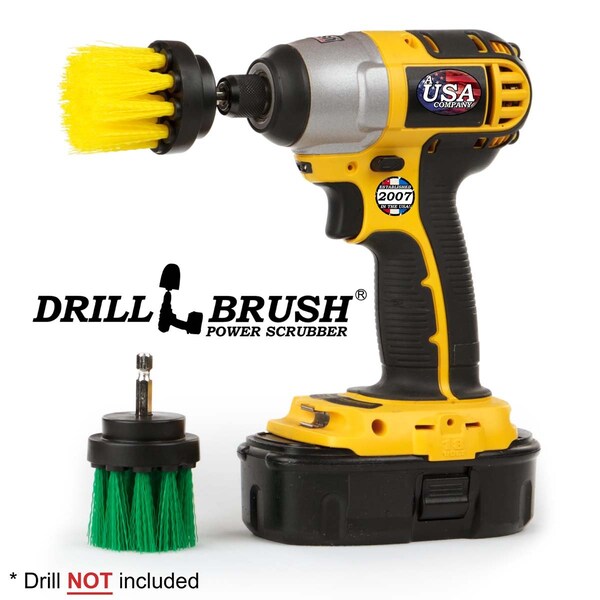 Suministros de limpieza Drillbrush - Olla de cocina - Limpiador - Cepillo para taladro - 2 pulgadas - 2IN-L-GY-QC-DB