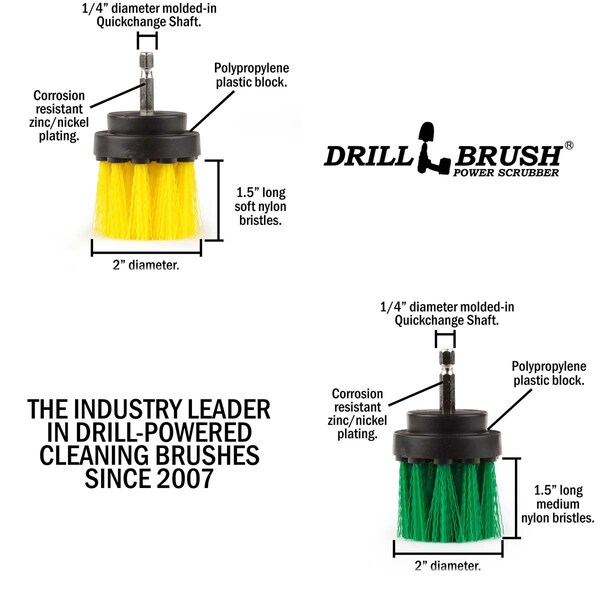 Suministros de limpieza Drillbrush - Olla de cocina - Limpiador - Cepillo para taladro - 2 pulgadas - 2IN-L-GY-QC-DB