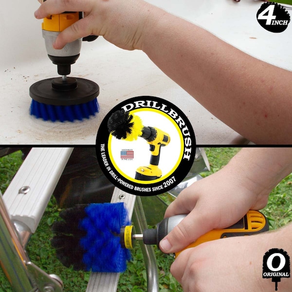 Cepillo Taladro Limpiador de Potencia por Useful Products 5 pulgadas W 5 pulgadas L, Azul - B-S-4O-QC-DB