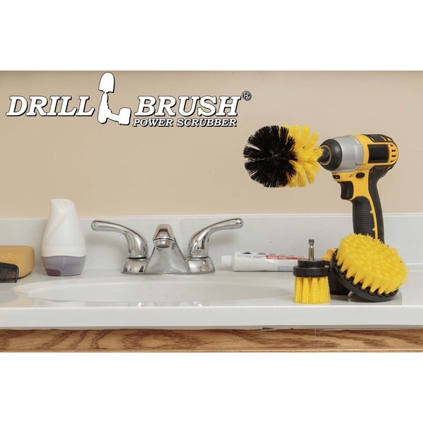 Cepillo Taladro Limpiador de Potencia de Useful Products 5 pulgadas de ancho 5 pulgadas de largo, color amarillo - Y-4OS-2L-QC-DB