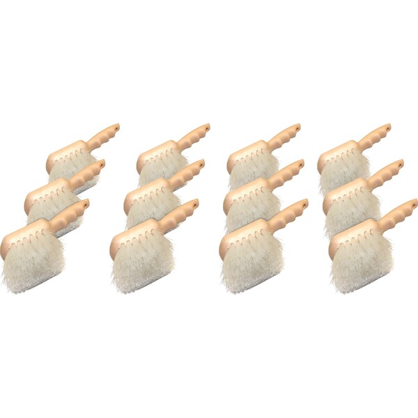 Cepillo de utilidad de nylon Genuine Joe, mango de 9" de largo, blanco, paquete de 12 - GJO98215CT