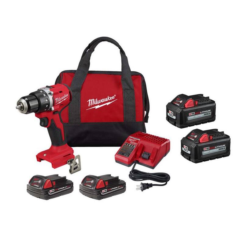 Milwaukee M18 18-Volt Lithium-Ion Brushless Cordless 1/2 in. Kit de taladro/destornillador compacto con batería de alto rendimiento 6.0Ah (paquete de 2) - 3601-22CT-48-11-1862.