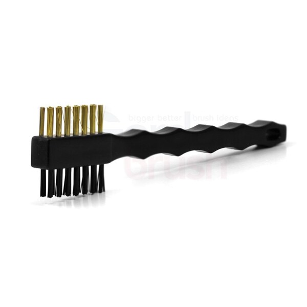 Cepillo de Doble Cabezal con Cerdas de Latón de 0.008" y Nailon de 0.018" de Gordon Brush de 3x7 Filas - 321BNG-12