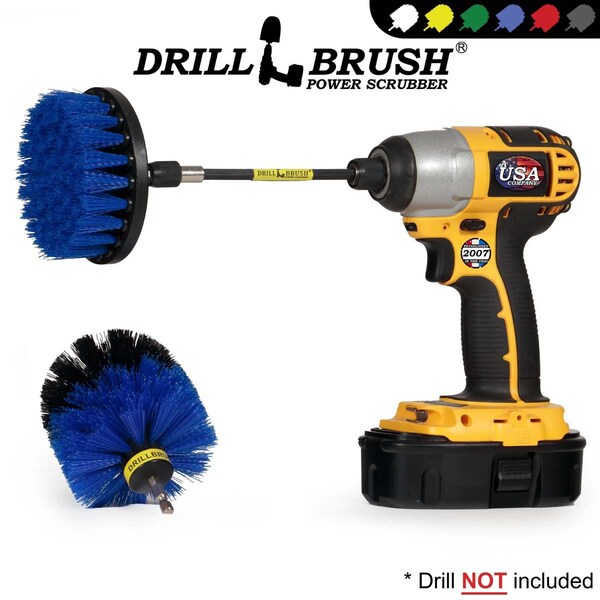 Cepillo Taladro Limpiador Potenciado por Useful Products 5 pulgadas de ancho por 5 pulgadas de largo, Azul - B-S-4O-5X-QC-DB