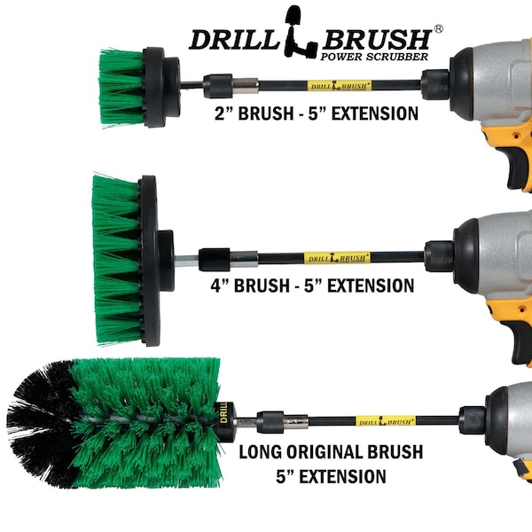 Cepillo de Taladro Power Scrubber de Useful Products 5 in de Ancho 7 in de Largo, Verde - G-S-42J-5X-QC-DB