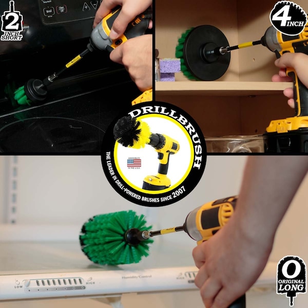 Cepillo de Taladro Power Scrubber de Useful Products 5 in de Ancho 7 in de Largo, Verde - G-S-42J-5X-QC-DB