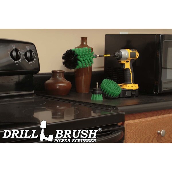 Cepillo de Taladro Power Scrubber de Useful Products 5 in de Ancho 7 in de Largo, Verde - G-S-42J-5X-QC-DB