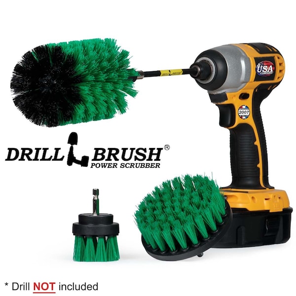 Cepillo de Taladro Power Scrubber de Useful Products 5 in de Ancho 7 in de Largo, Verde - G-S-42J-5X-QC-DB