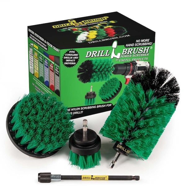Cepillo de Taladro Power Scrubber de Useful Products 5 in de Ancho 7 in de Largo, Verde - G-S-42J-5X-QC-DB