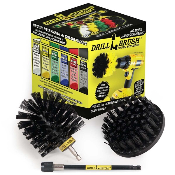 Cepillo taladro Power Scrubber de Useful Products 5 pulgadas de ancho 5 pulgadas de largo, color negro - K-S-4O-5X-QC-DB