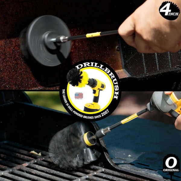 Cepillo taladro Power Scrubber de Useful Products 5 pulgadas de ancho 5 pulgadas de largo, color negro - K-S-4O-5X-QC-DB