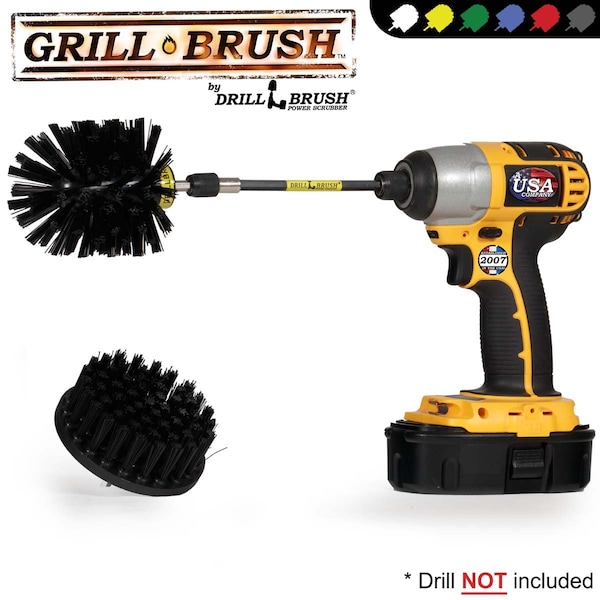 Cepillo taladro Power Scrubber de Useful Products 5 pulgadas de ancho 5 pulgadas de largo, color negro - K-S-4O-5X-QC-DB