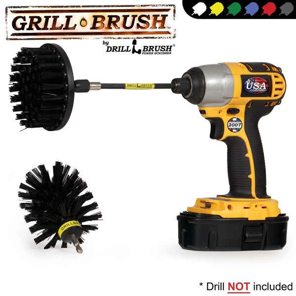 Cepillo taladro Power Scrubber de Useful Products 5 pulgadas de ancho 5 pulgadas de largo, color negro - K-S-4O-5X-QC-DB