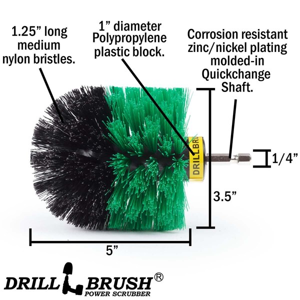 Suministros de limpieza Drillbrush - Limpiadores para el hogar - Accesorios de cocina - Taladro B - ORIGINAL VERDE-NEGRO MEDIO