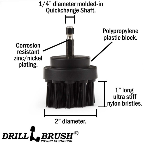 Accesorios para Barbacoa Drillbrush - Cepillo para Parrilla - Cerdas Ultra Rígidas - Cepillo de Fregar - 2IN-S-K-QC-DB