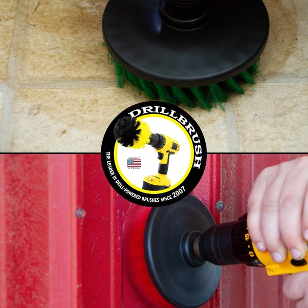 Cepillo de taladro Drillbrush - Suministros de limpieza - Kit de cepillos de cerdas medianas y duras - 5IN-S-GR-H-DB