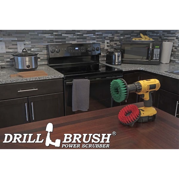 Cepillo de taladro Drillbrush - Suministros de limpieza - Kit de cepillos de cerdas medianas y duras - 5IN-S-GR-H-DB