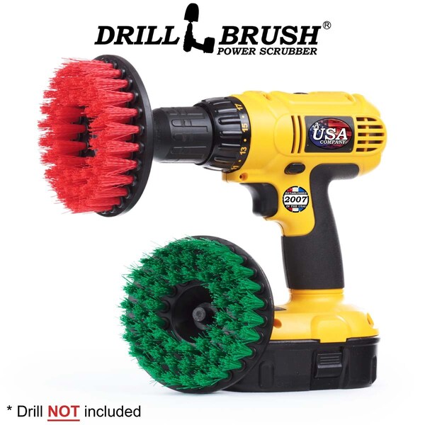 Cepillo de taladro Drillbrush - Suministros de limpieza - Kit de cepillos de cerdas medianas y duras - 5IN-S-GR-H-DB