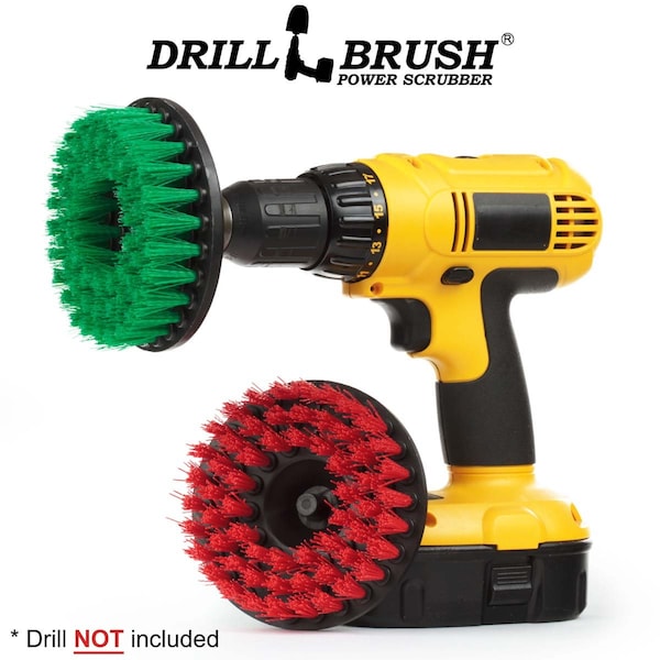 Cepillo de taladro Drillbrush - Suministros de limpieza - Kit de cepillos de cerdas medianas y duras - 5IN-S-GR-H-DB