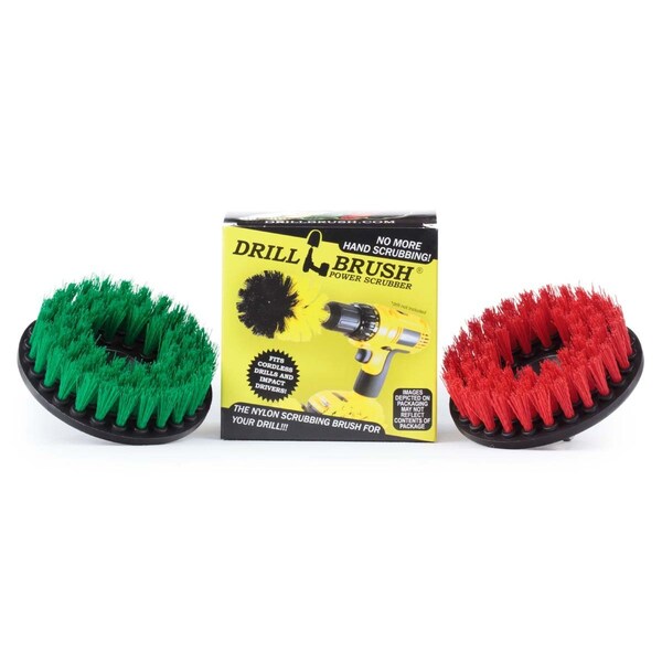 Cepillo de taladro Drillbrush - Suministros de limpieza - Kit de cepillos de cerdas medianas y duras - 5IN-S-GR-H-DB