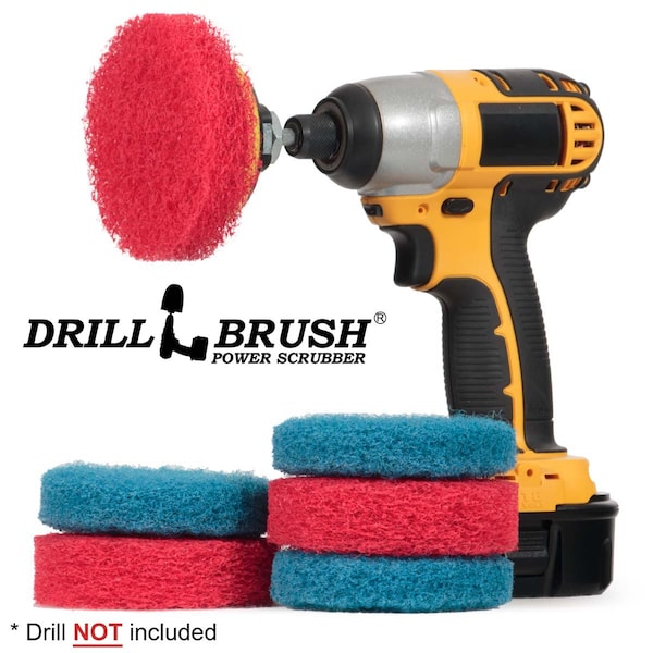 Accesorio para taladro inalámbrico Drillbrush - Fregar - Restregar - Almohadillas para taladro - Eliminador de agua dura - P4-3RB-3V-QC-DB