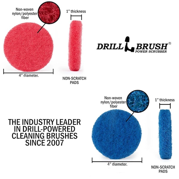 Accesorio para taladro inalámbrico Drillbrush - Fregar - Restregar - Almohadillas para taladro - Eliminador de agua dura - P4-3RB-3V-QC-DB