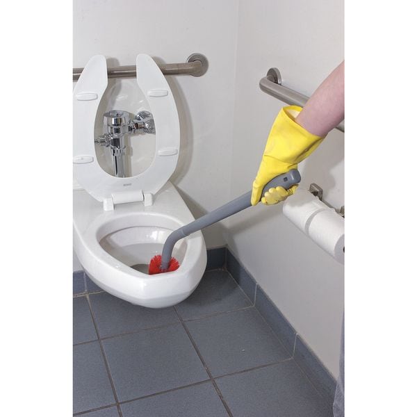 Escobilla para Baño Unger 5 en W con Caddy, Mango de 24 pulgadas de Largo, Cepillo de 2 pulgadas de Largo, Rojo, de Plástico, 26 pulgadas de Largo en Total - BBWHR