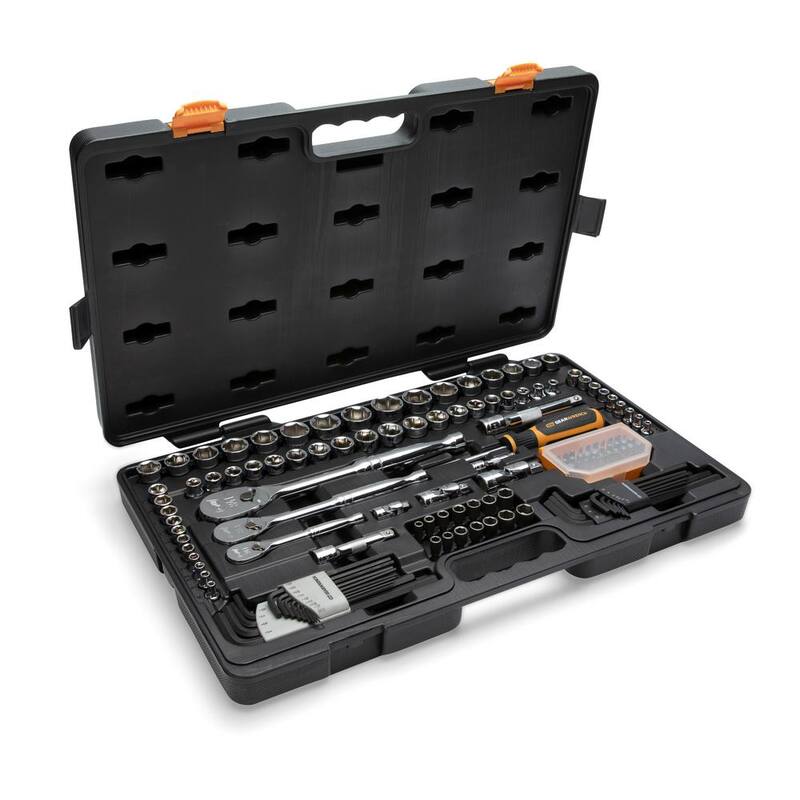 Estuche de herramientas para mecánicos GEARWRENCH de 1/4 in., 3/8 in. y 1/2 in. Con trinquete de 84 dientes, estándar, SAE/Métrico en estuche de almacenamiento (131 piezas) - 89089