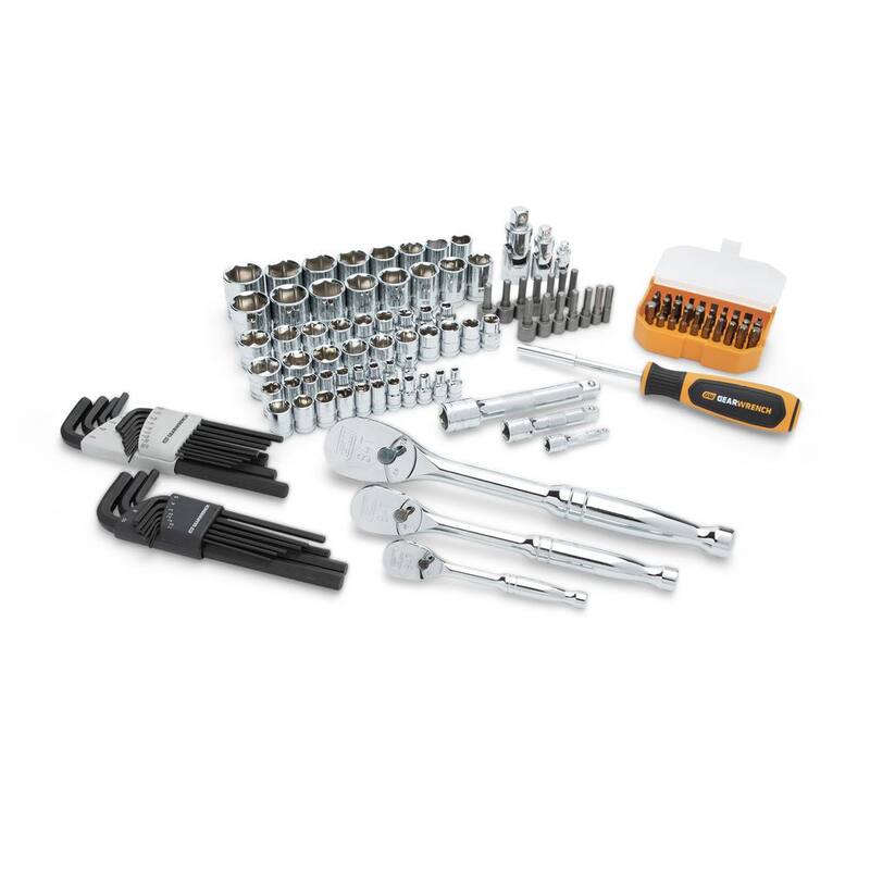 Estuche de herramientas para mecánicos GEARWRENCH de 1/4 in., 3/8 in. y 1/2 in. Con trinquete de 84 dientes, estándar, SAE/Métrico en estuche de almacenamiento (131 piezas) - 89089