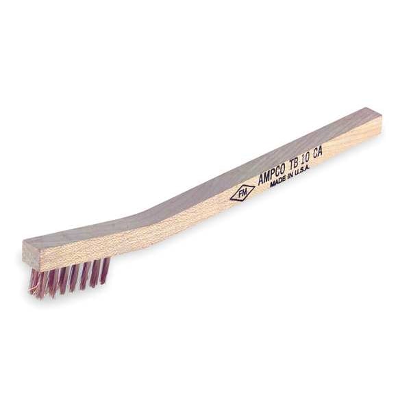 Cepillo de alambre para quitar rastros Ampco Safety Tools de 1/2 pulgadas, anti chispa, cerdas rígidas, mango de 7 7/8 pulgadas de largo, cerdas de 1 7/8 pulgadas de largo, material de bronce, mango de madera - TB-10
