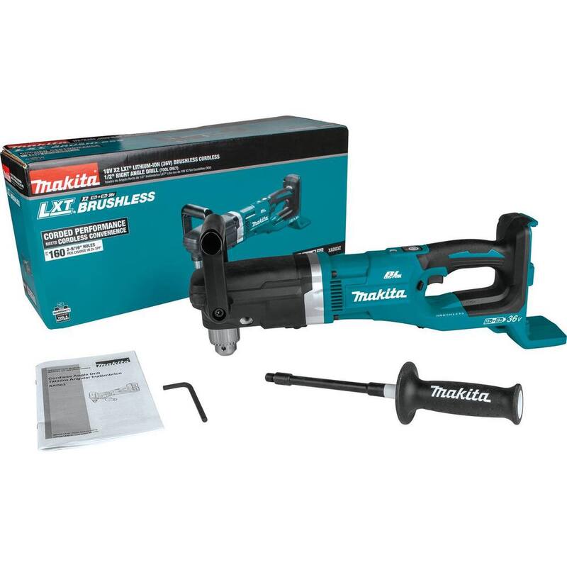 Makita 18V X2 LXT Ion de Litio (36V) Sin escobillas Inalámbrico Taladro Angular Derecho de 1/2 pulgada (Herramienta Solamente) - XAD03Z