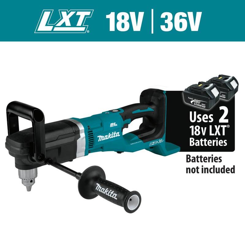 Makita 18V X2 LXT Ion de Litio (36V) Sin escobillas Inalámbrico Taladro Angular Derecho de 1/2 pulgada (Herramienta Solamente) - XAD03Z