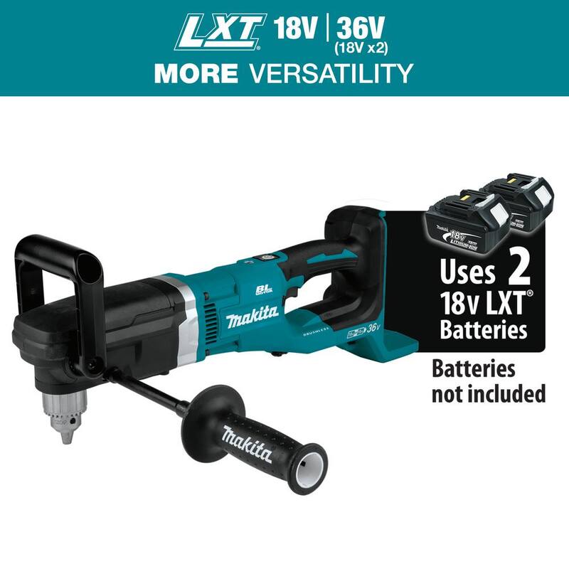 Makita 18V X2 LXT Ion de Litio (36V) Sin escobillas Inalámbrico Taladro Angular Derecho de 1/2 pulgada (Herramienta Solamente) - XAD03Z