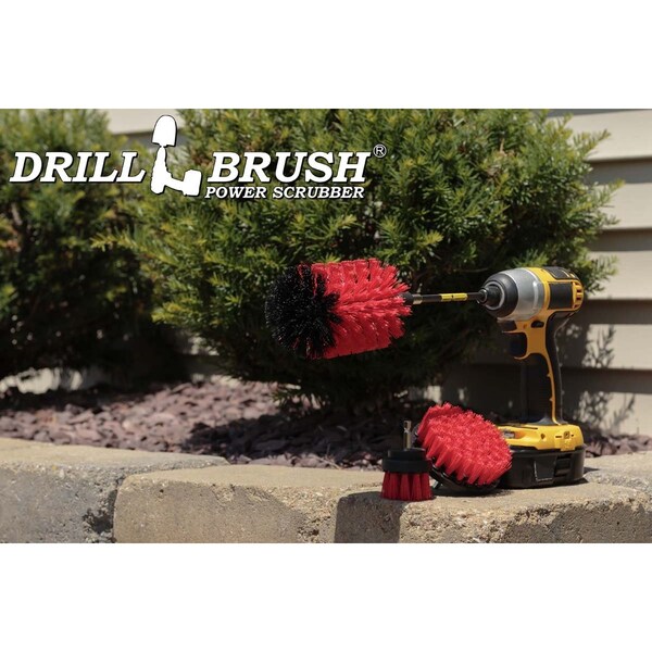 Cepillo Taladro Power Scrubber de Useful Products 5 pulgadas de Ancho 7 pulgadas de Largo, Rojo - R-S-42J-5X-QC-DB