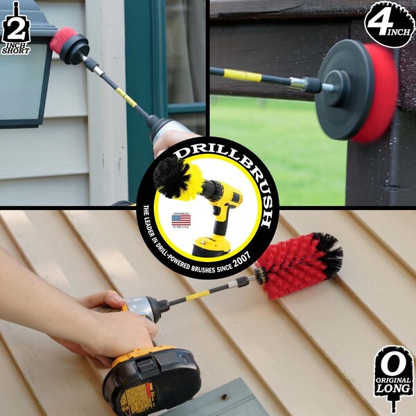Cepillo Taladro Power Scrubber de Useful Products 5 pulgadas de Ancho 7 pulgadas de Largo, Rojo - R-S-42J-5X-QC-DB