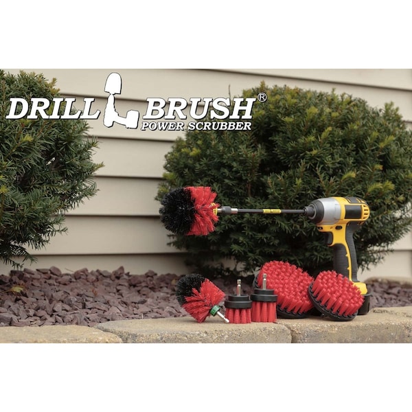 Cepillo de Taladro Power Scrubber de Useful Products 7 pulgadas de ancho 5 pulgadas de largo, Rojo - R-542OMS-2L-7X-QC-DB