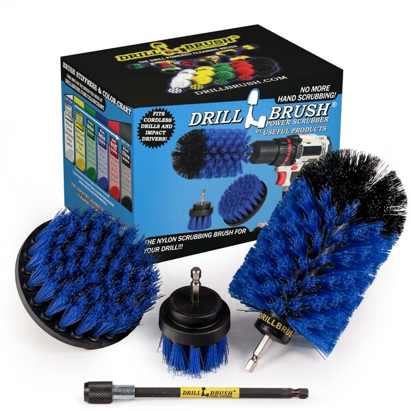 Cepillo de Taladro Power Scrubber de Useful Products 5 pulgadas de ancho y 7 pulgadas de largo, azul - B-S-42J-5X-QC-DB