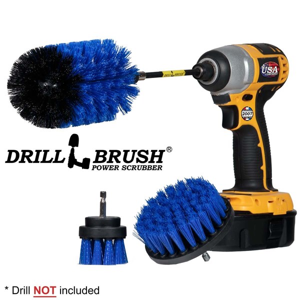 Cepillo de Taladro Power Scrubber de Useful Products 5 pulgadas de ancho y 7 pulgadas de largo, azul - B-S-42J-5X-QC-DB