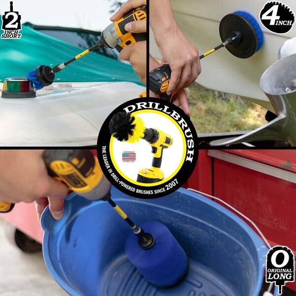 Cepillo de Taladro Power Scrubber de Useful Products 5 pulgadas de ancho y 7 pulgadas de largo, azul - B-S-42J-5X-QC-DB
