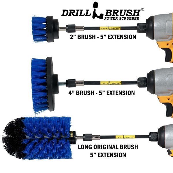 Cepillo de Taladro Power Scrubber de Useful Products 5 pulgadas de ancho y 7 pulgadas de largo, azul - B-S-42J-5X-QC-DB