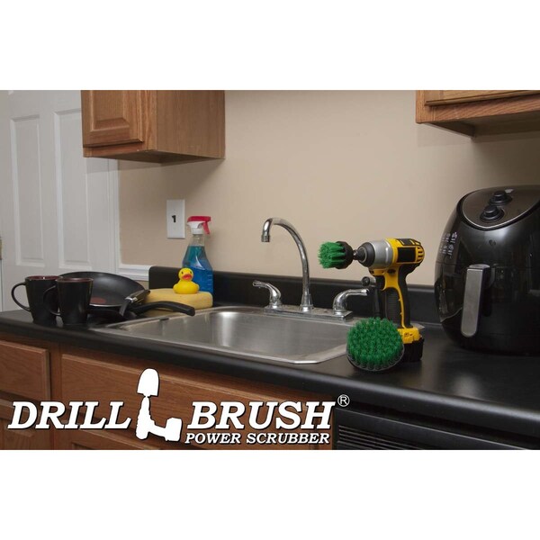 Cepillo Taladro Power Scrubber de Useful Products 5 in C x 5 in L, Verde - G-S-42-QC-DB