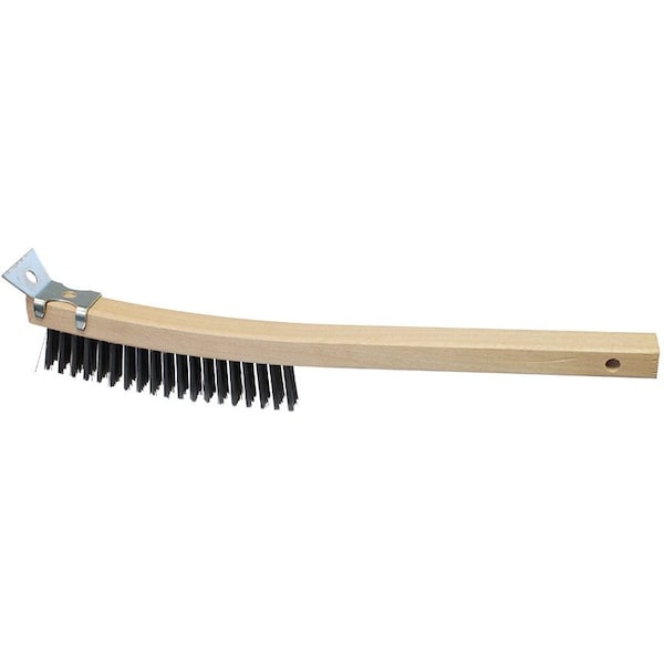 Cepillo Rascador The Brush Man, Bloque de Madera de 14" X 1" con Raspador, Relleno de Acero, Paquete de 12 - WS883SC