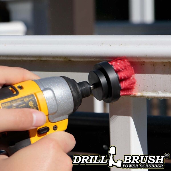 Cepillo para taladro Drillbrush Outdoor - Patio - para limpiar estatuas de jardín y baños de aves - 2IN-LIM-RED-SHORT-QC
