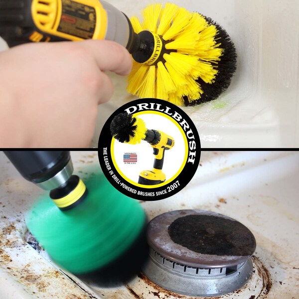 Cepillo Taladro Limpiador de Potencia By Useful Products 4 pulgadas de ancho 4 pulgadas de largo, Variedad - O-S-GY-QC-DB