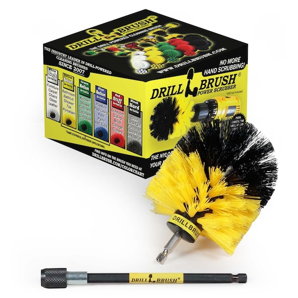 Cepillo Taladro Power Scrubber de Useful Products 4 en Ancho 4 en Largo, Amarillo - O-Y-5X-QC-DB